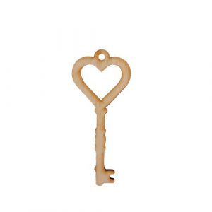 Ξύλινο διακοσμητικό κλειδί με καρδιά. Χρώμα: κραφτ Διάσταση: 2x6cm Συσκευασία: 2 τεμάχια