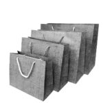 Grey paper bag with ribbon 12pcs