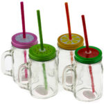 Glass Mug+Lid Fruit 400ml